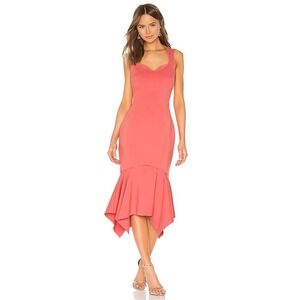Elliatt Coral Glasshouse Mermaid Midi Dress XS Romantic Cocktail Chic Pinup